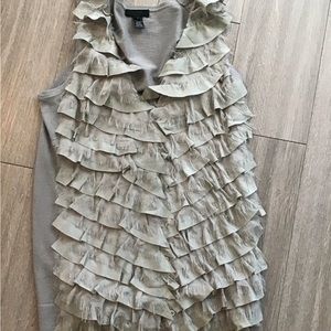 J. Crew Collection ruffled button down vest Size S